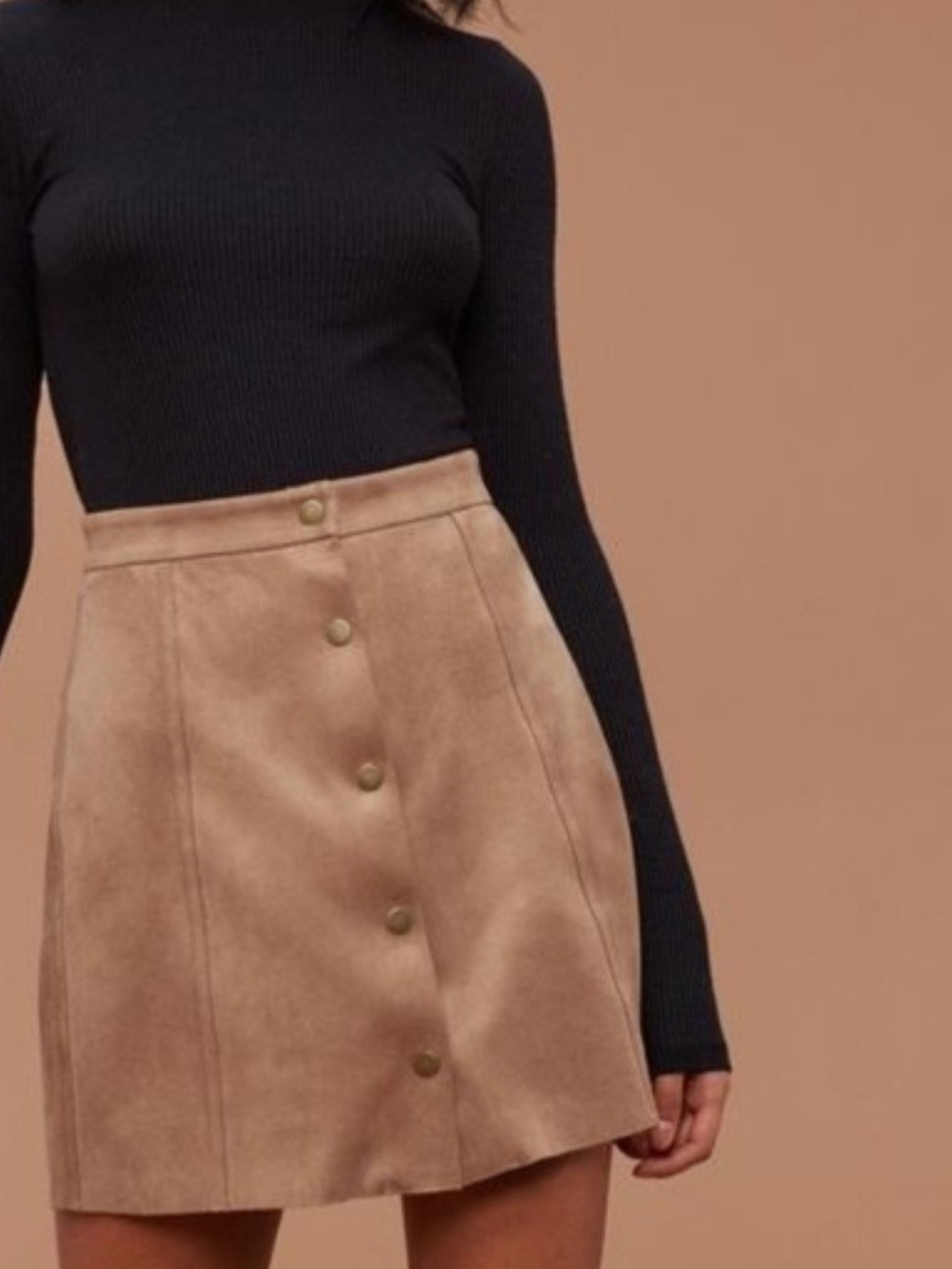 Wilfred Free Suede Button-Front Mini Skirt